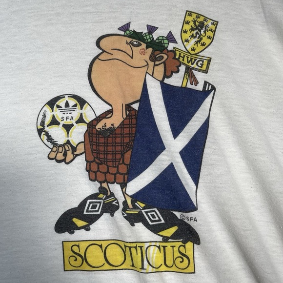 Vtg Scotland Scoticus T-Shirt L RBF Sports Tag Single Stitch‎ Cinch Bottom 80s - Picture 3 of 9